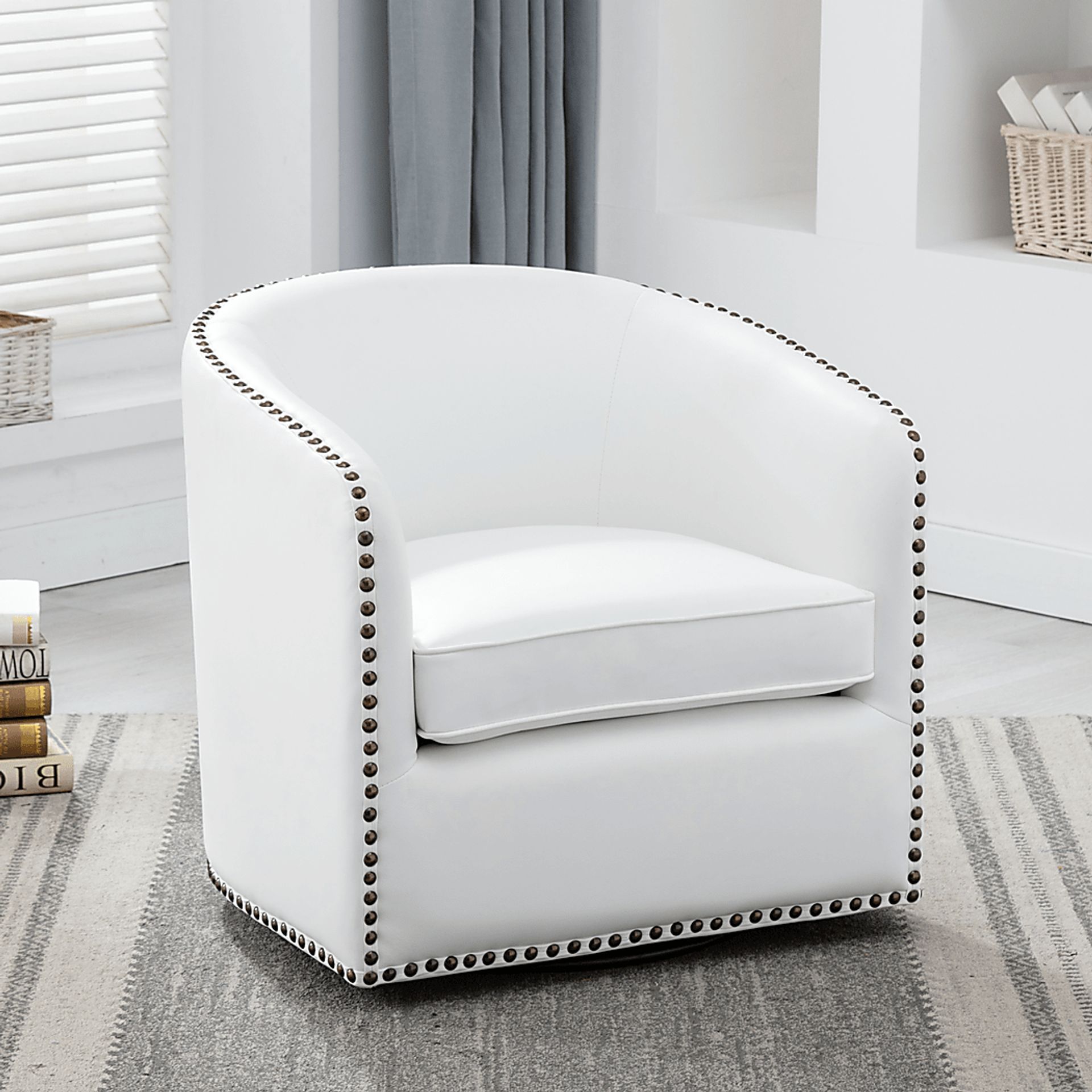 Colapissa White Swivel Arm Chair - Image 11