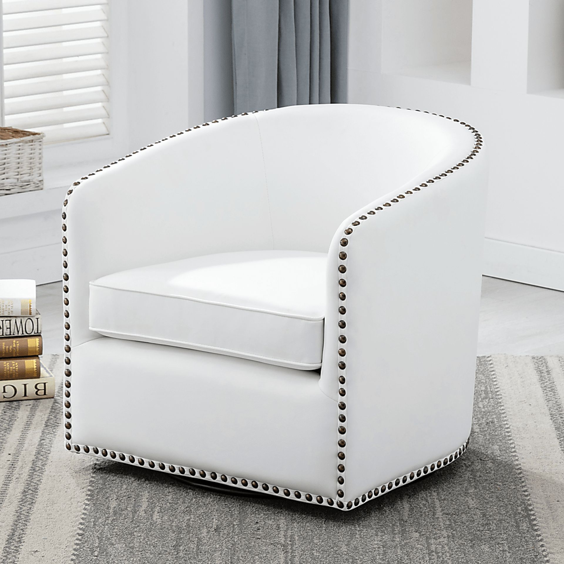 Colapissa White Swivel Arm Chair - Image 12