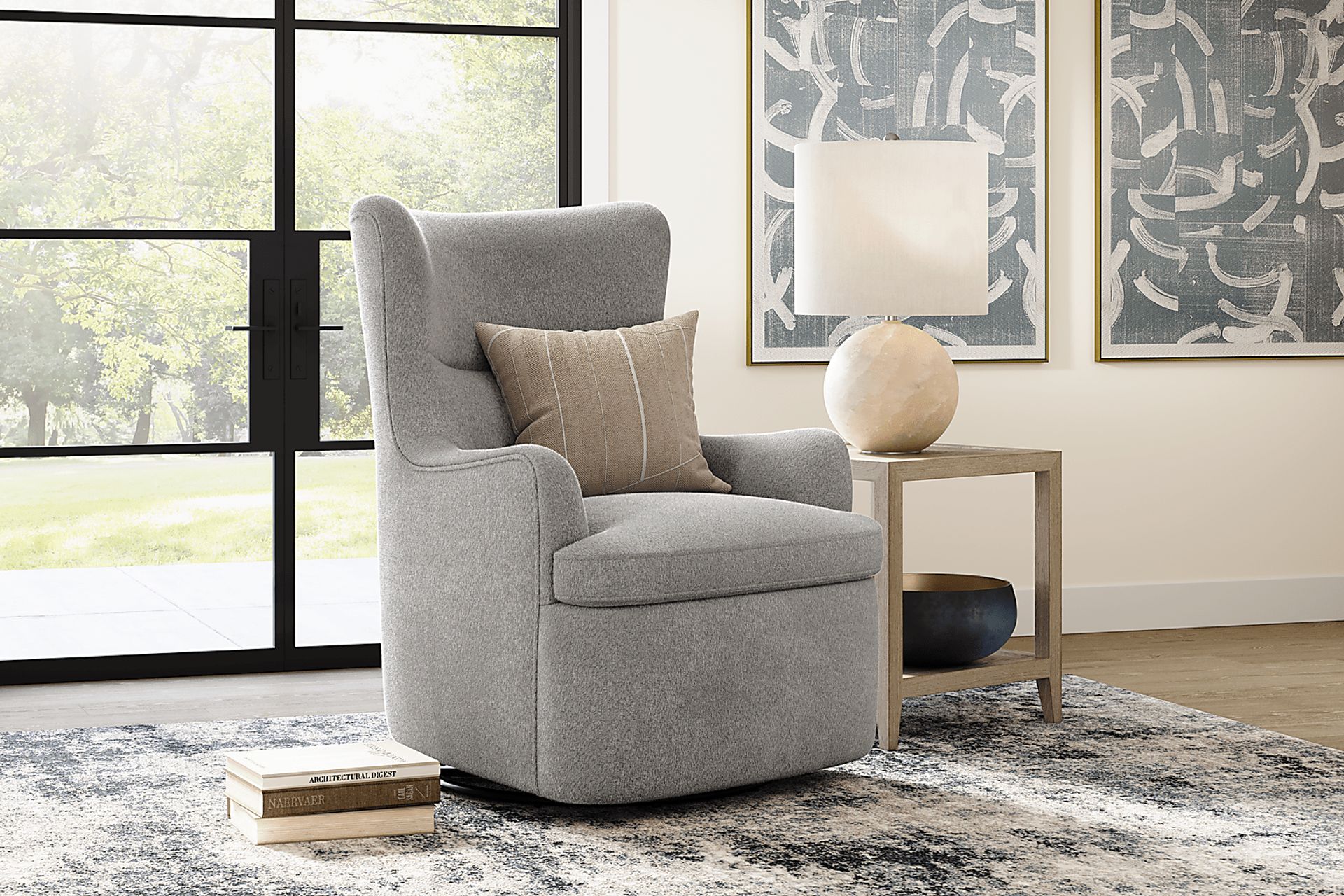 Colburn Silver Swivel Glider Accent Chair - Image 3