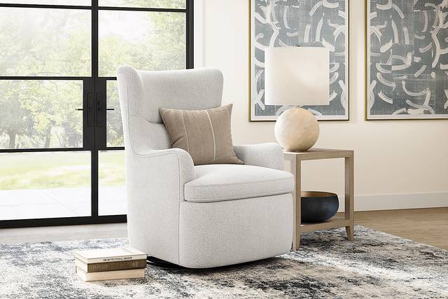 Colburn White Swivel Glider Accent Chair - Thumbnail - Image 3