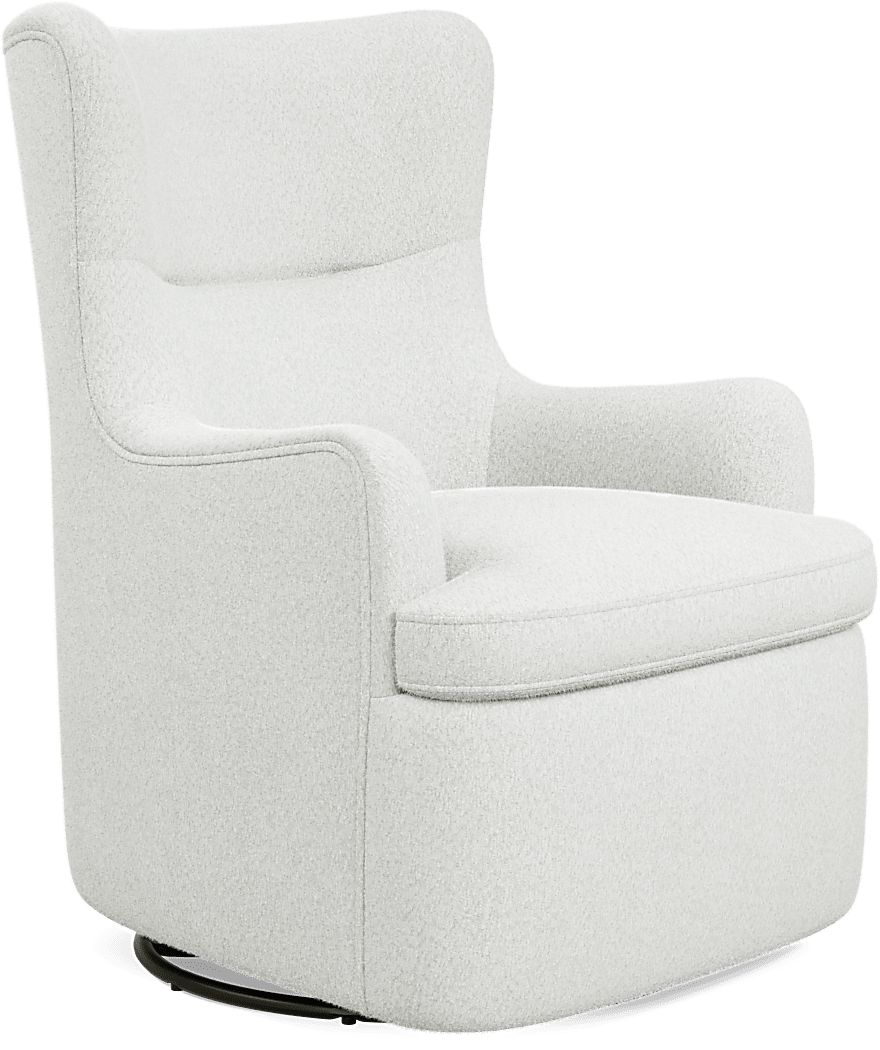 Colburn White Swivel Glider Accent Chair
