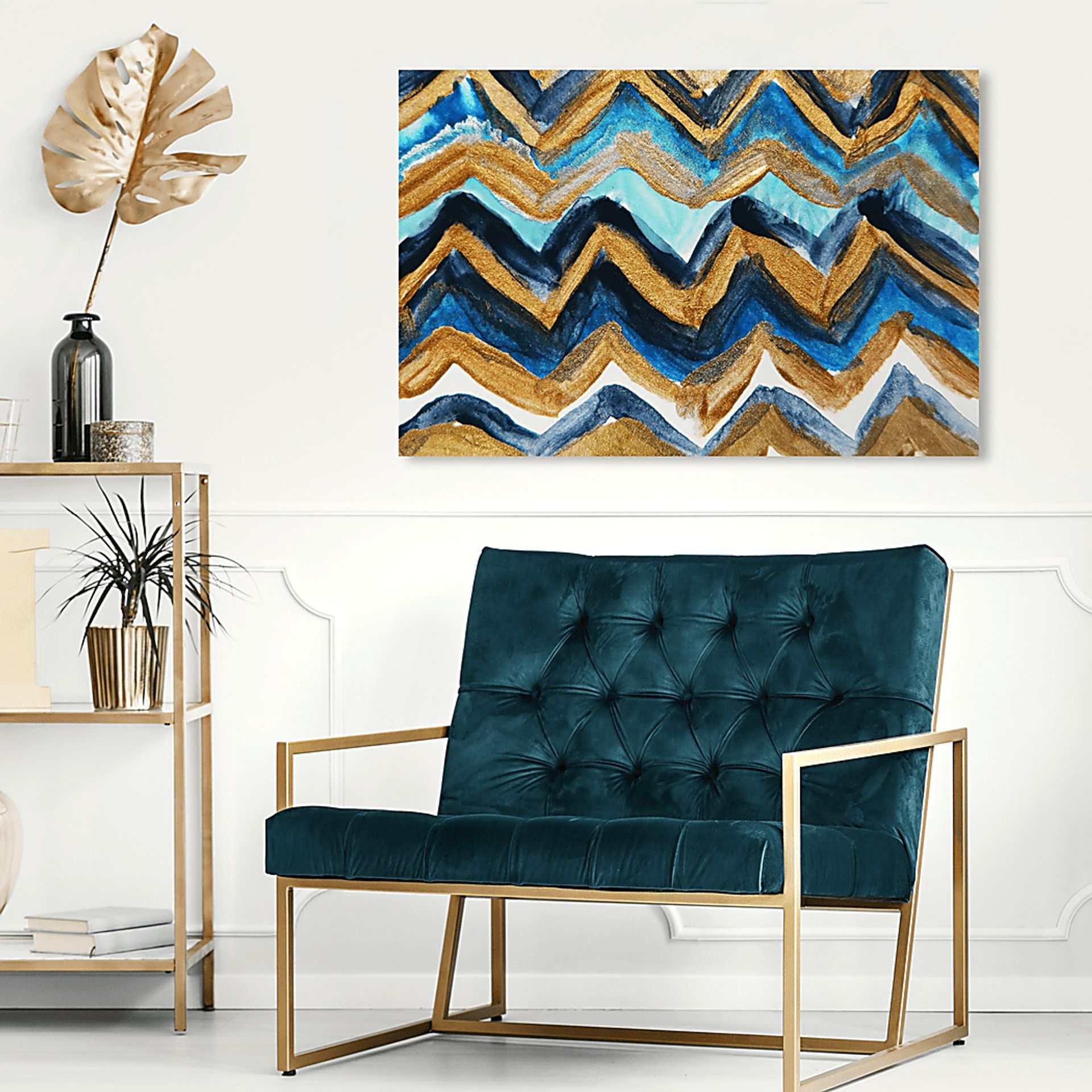 Cold Electric Waves Blue Artwork - Image 4