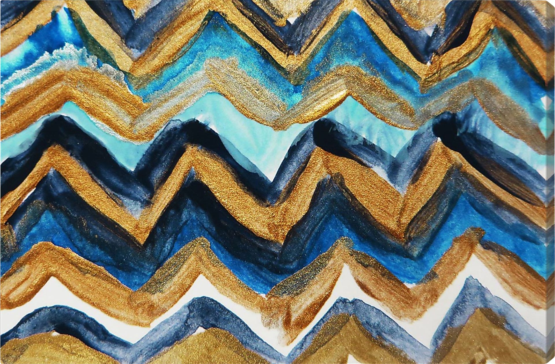 Cold Electric Waves Blue Artwork - Image 1