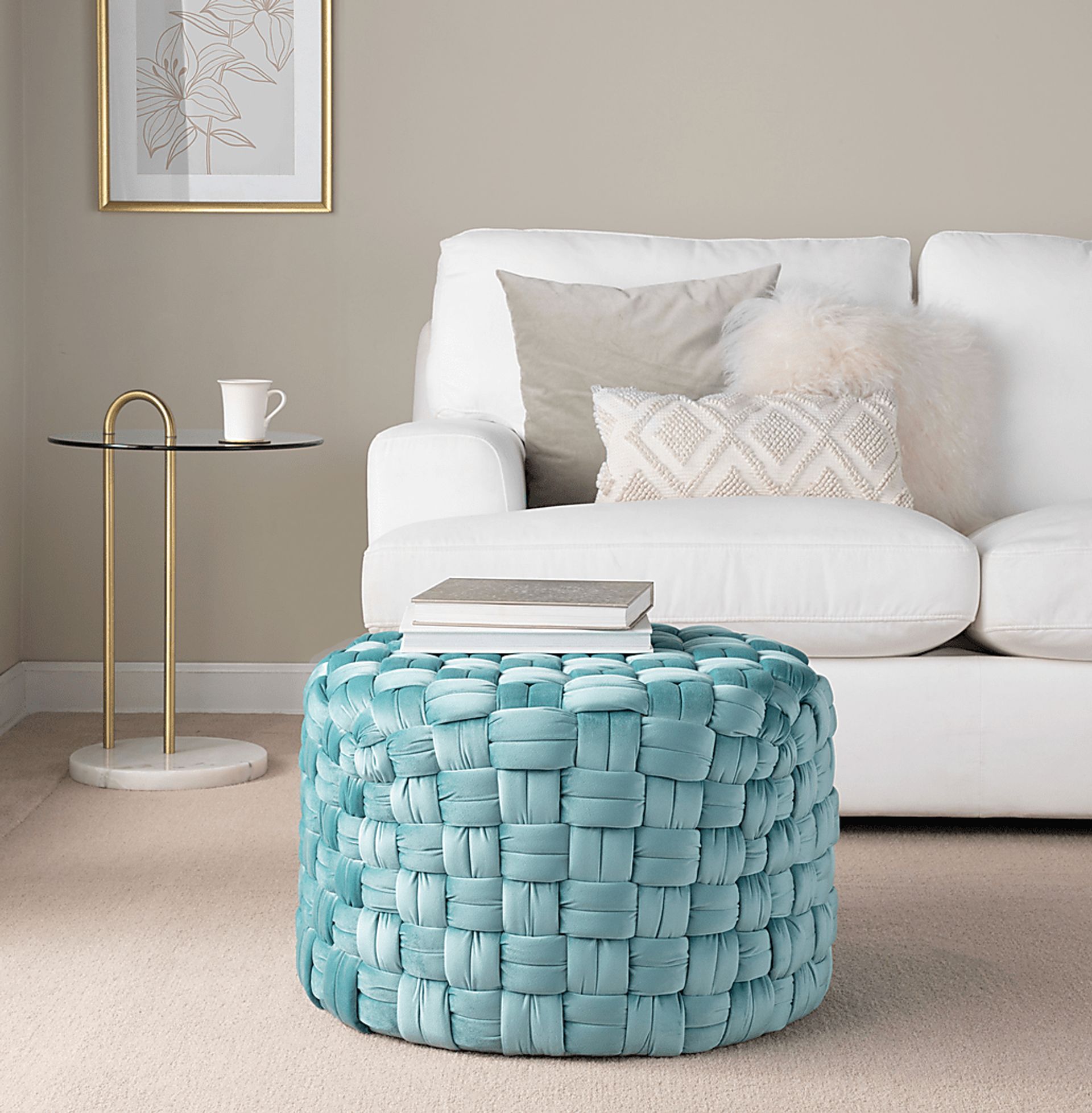 Colearine Blue Ottoman - Image 2