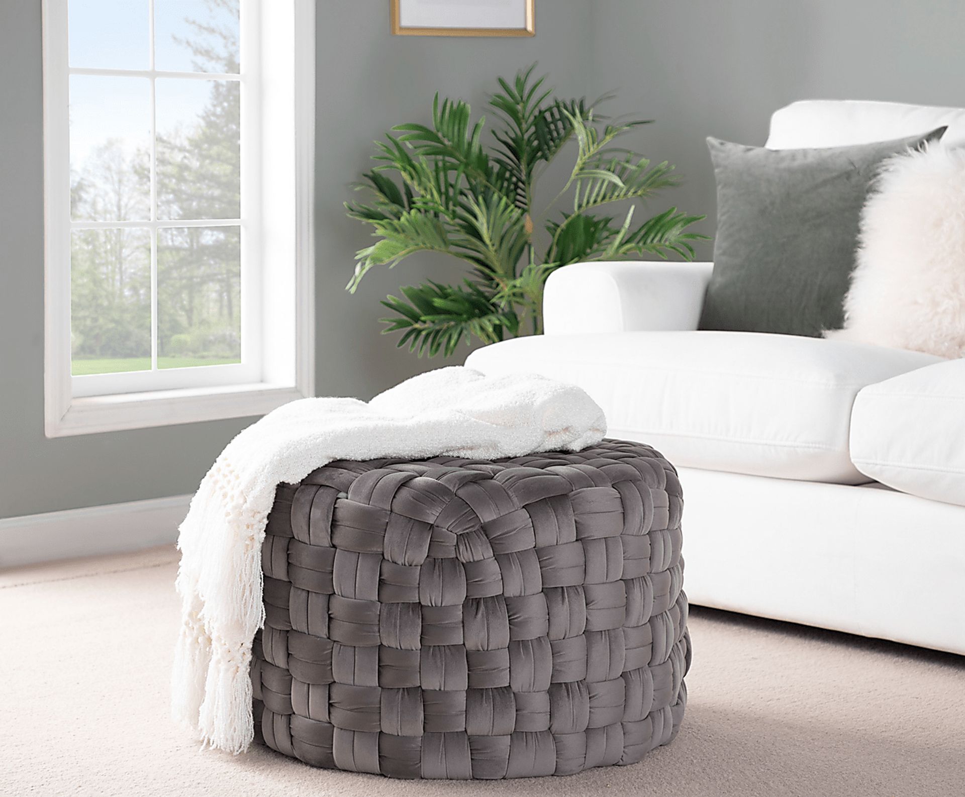 Colearine Gray Ottoman - Image 2