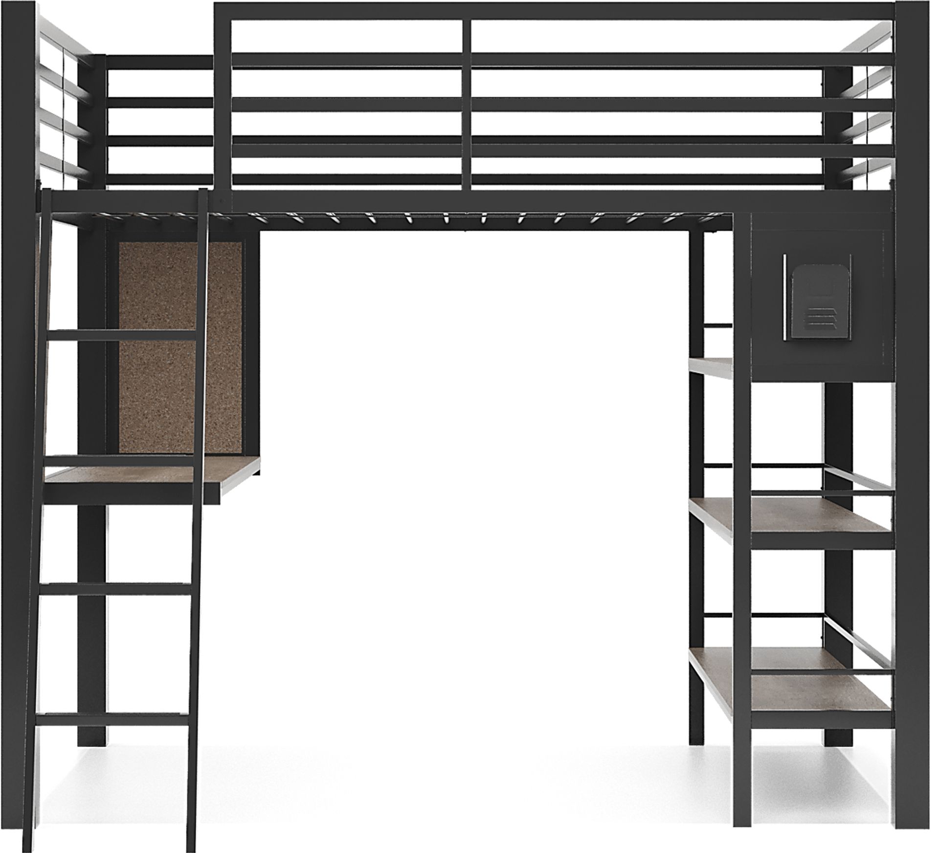 Colefax Avenue Gray Full Loft Bed with Desk and Bookcase - Image 3