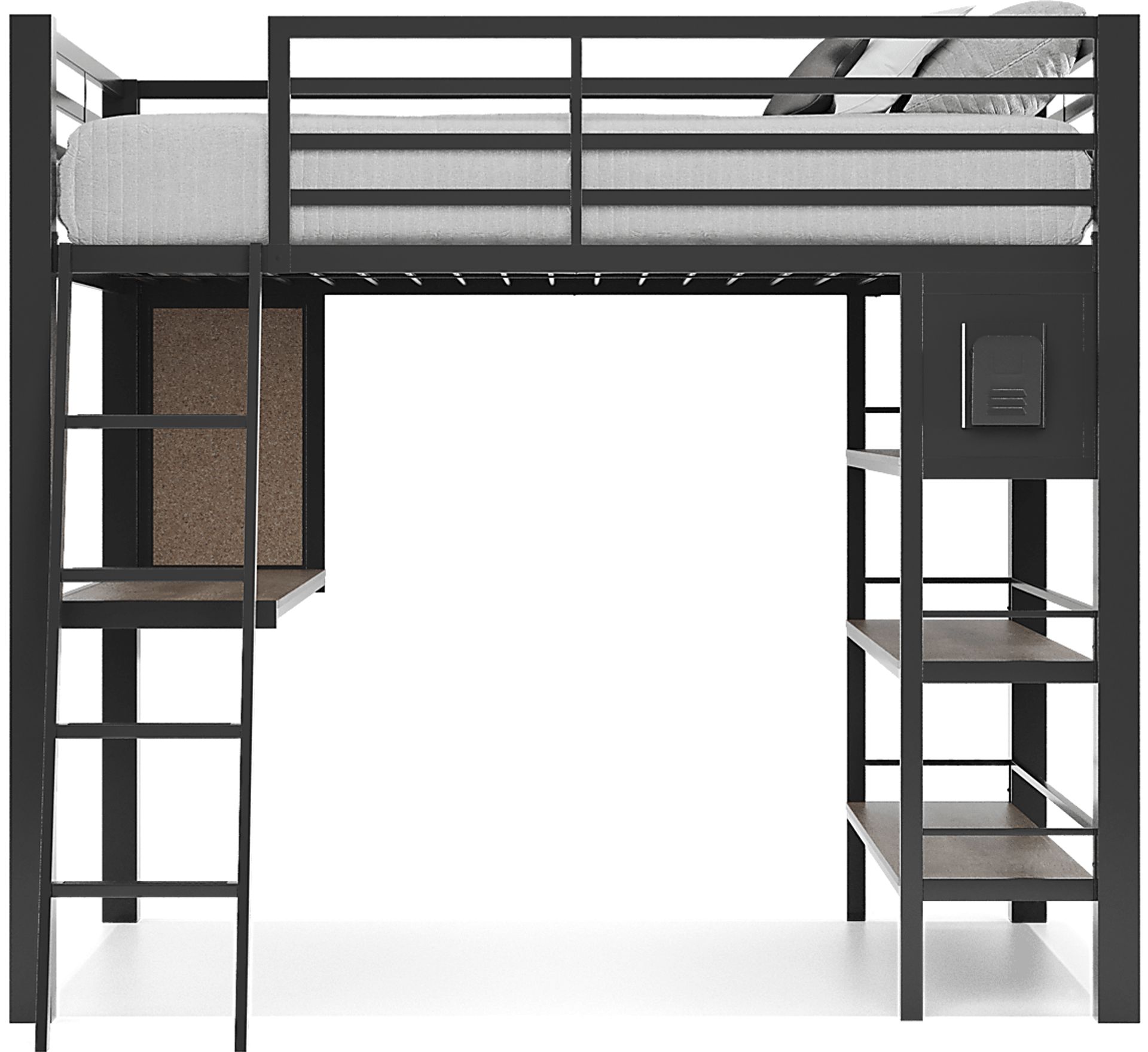 Colefax avenue gray full loft bed with desk and bookcase hotsell