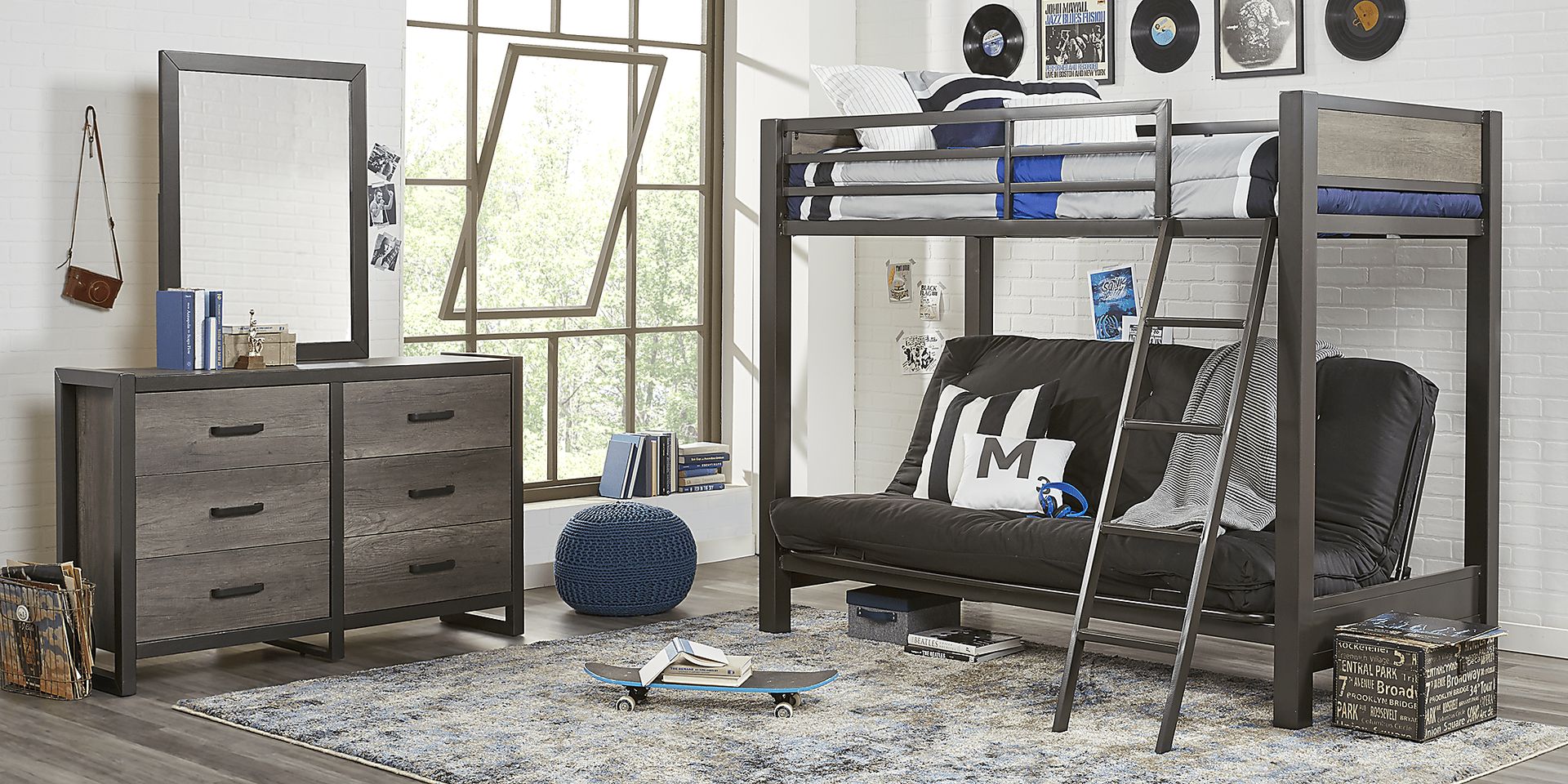 Colefax Avenue Gray Twin/Futon Loft Bed - Image 2