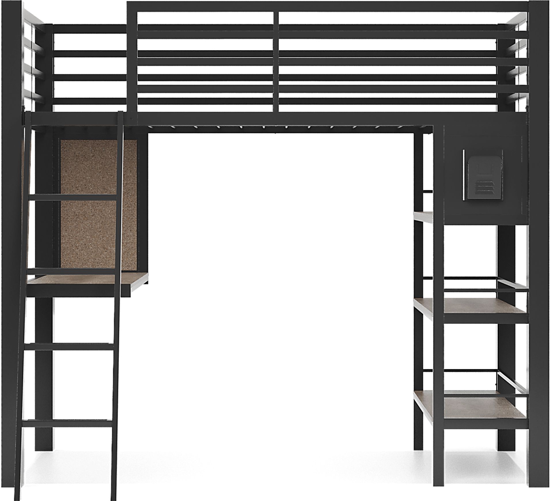 Colefax Avenue Gray Twin Loft Bed with Desk and Bookcase - Image 3