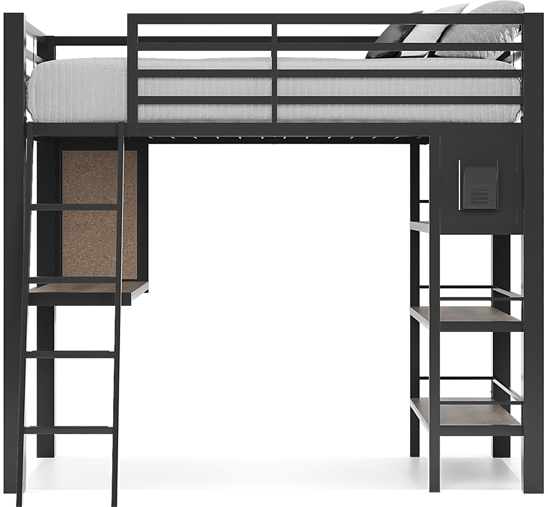 Colefax Avenue Gray Twin Loft Bed with Desk and Bookcase - Image 5