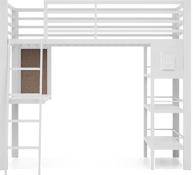 Colefax Avenue White Twin Loft Bed with Desk and Bookcase - Thumbnail - Image 2