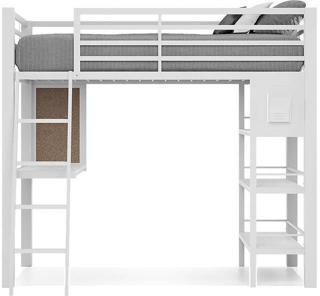 Colefax Avenue White Twin Loft Bed with Desk and Bookcase - Thumbnail - Image 4
