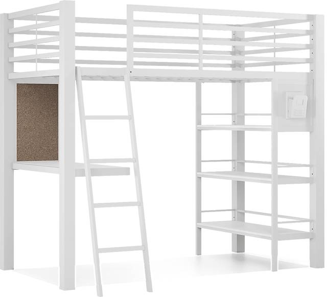 Colefax Avenue White Twin Loft Bed with Desk and Bookcase - Thumbnail - Image 1