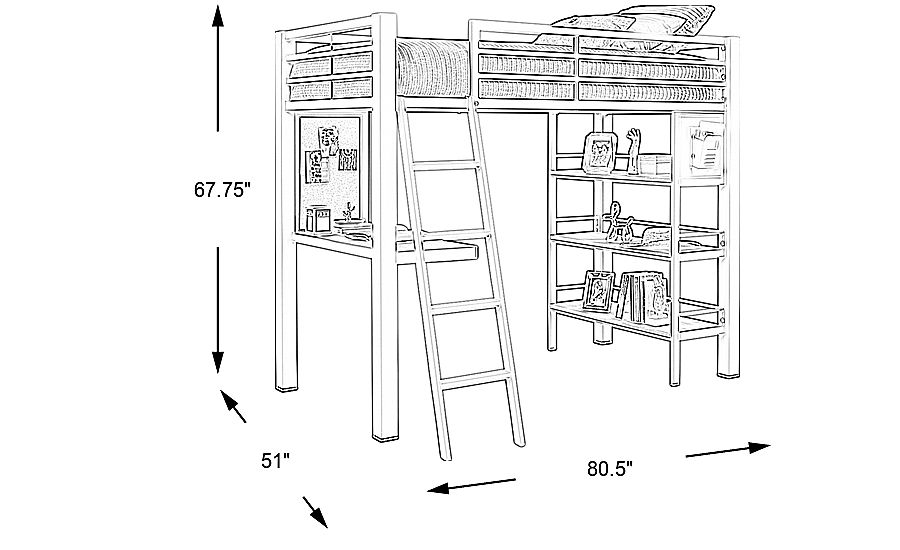 Colefax Avenue White Twin Loft Bed With Desk And Bookcase Rooms To Go