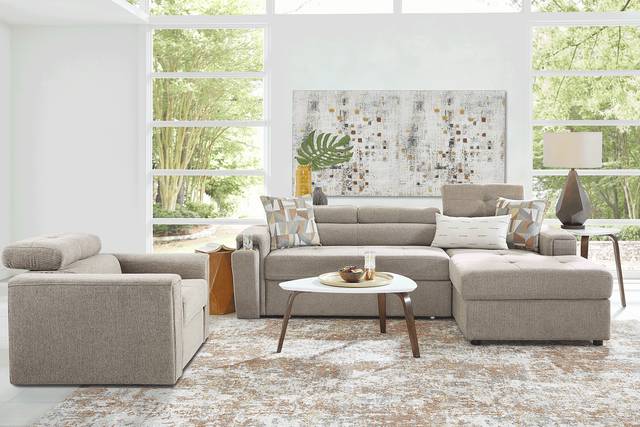 Coleford Brown 6 Pc Sleeper Sectional Living Room - Thumbnail - Image 1