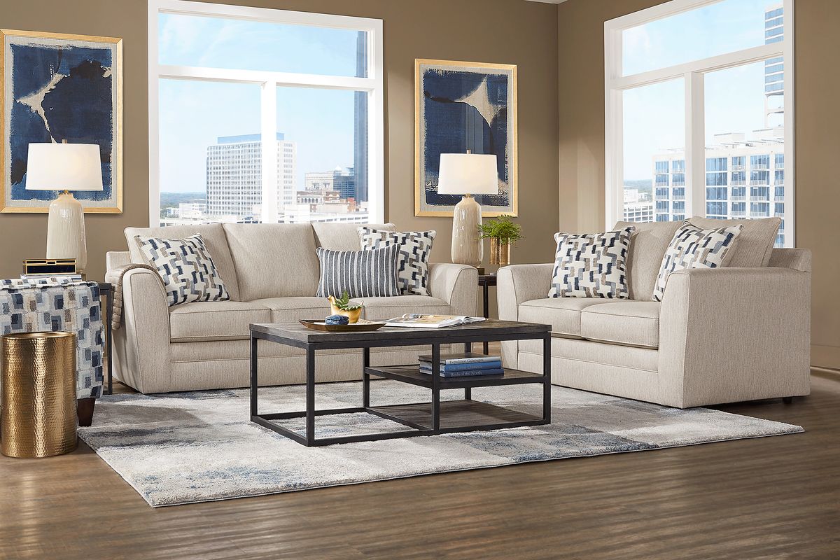 Colesby 2 Pc Beige Fabric Living Room Set With Sofa, Loveseat | Rooms to Go