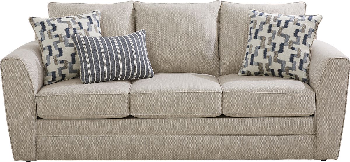 Colesby 7 Pc Beige Fabric Sleeper Living Room Set With Loveseat ...
