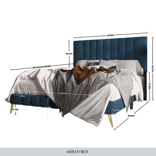 Coleta Blue Queen Bed - Thumbnail - Image 4