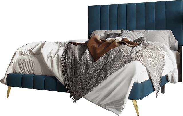 Coleta Blue Queen Bed - Thumbnail - Image 1