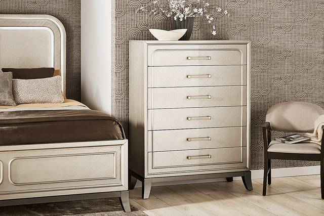 Colette Silver 5 Pc King Upholstered Bedroom - Thumbnail - Image 4