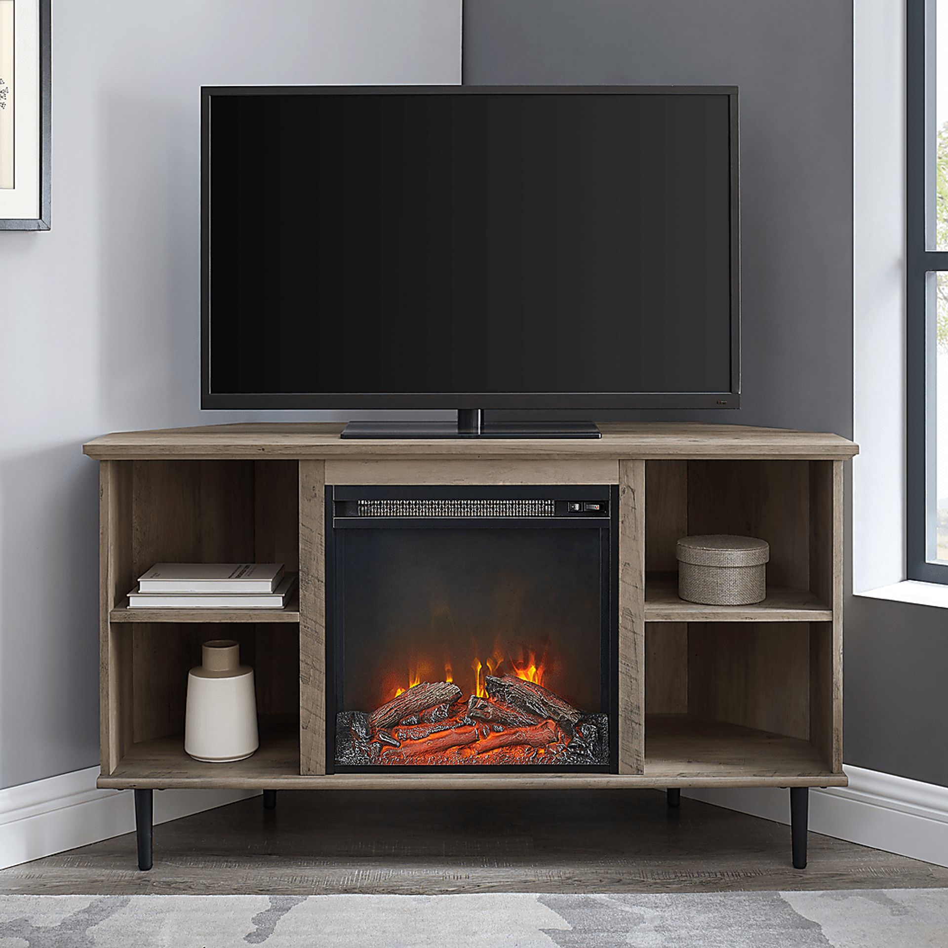 Collington Gray 48 in. Console, With Electric Fireplace - Image 5