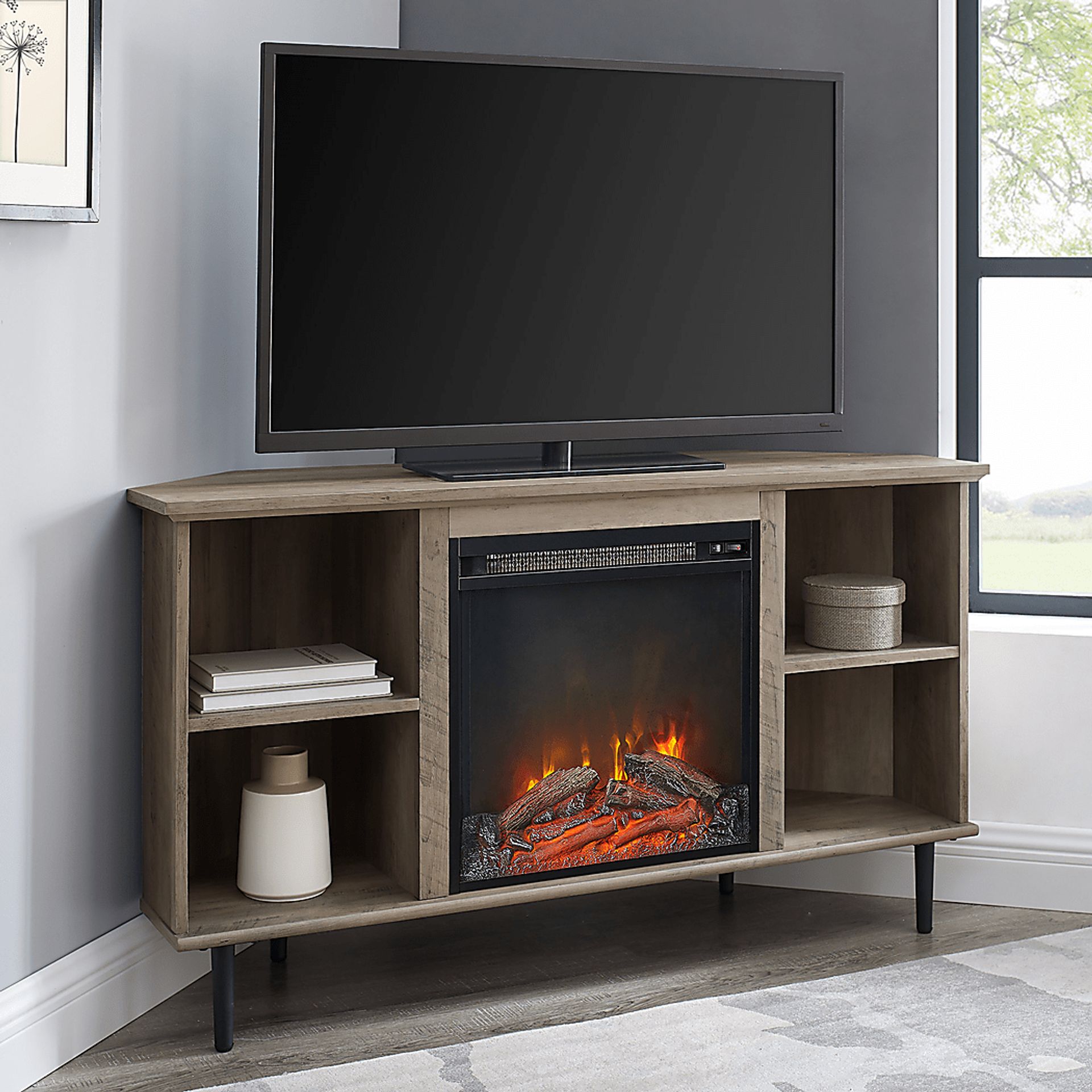 Collington Gray 48 in. Console, With Electric Fireplace - Image 6