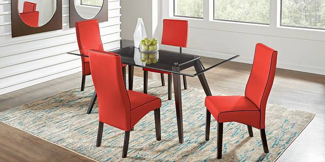 Colonia Hills Cappuccino 5 Pc 72 in. Dining Set with Red Chairs - Thumbnail - Image 1