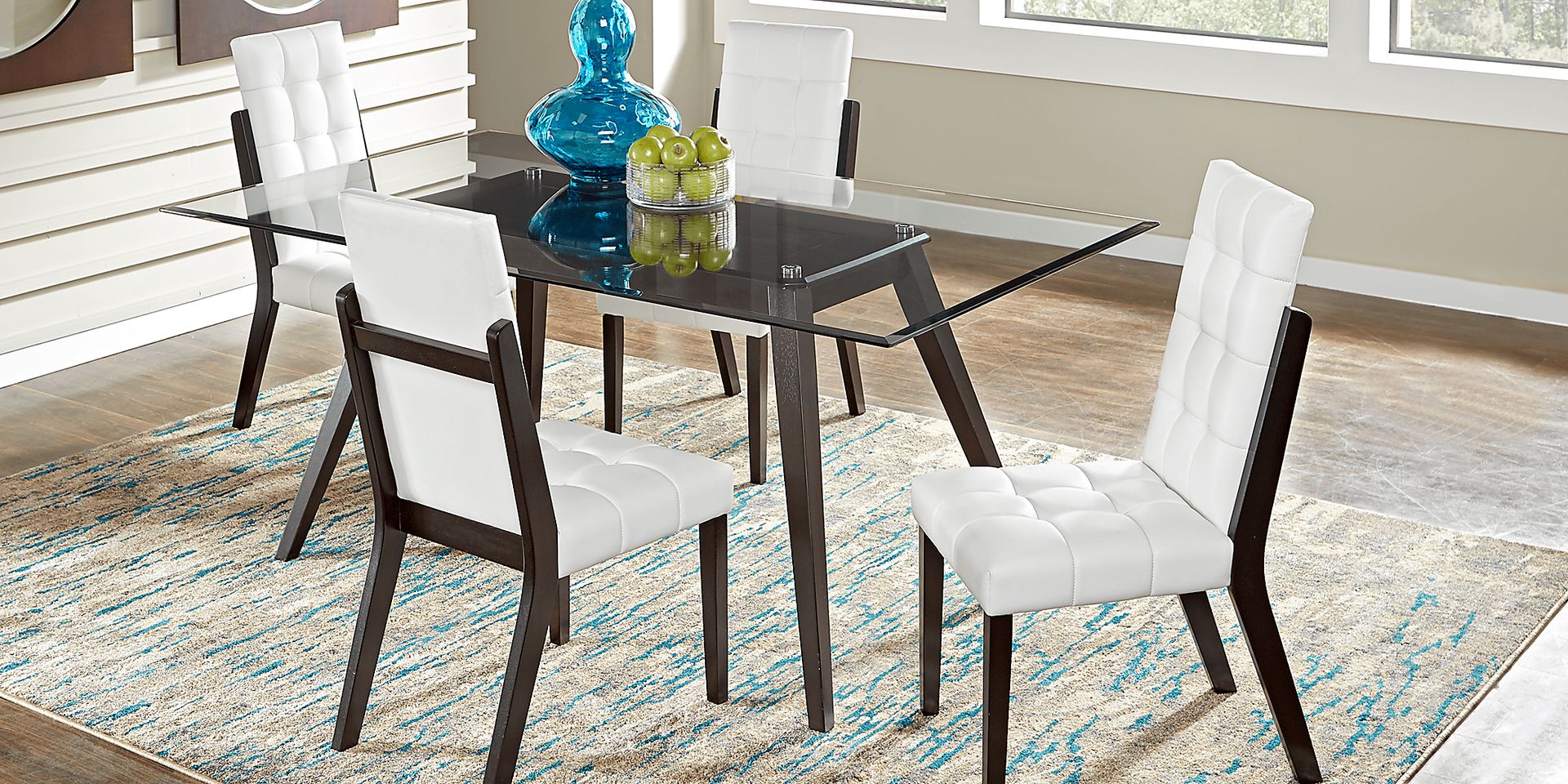 Colonia Hills Cappuccino 5 Pc 72 in. Dining Set with White Chairs - Image 1
