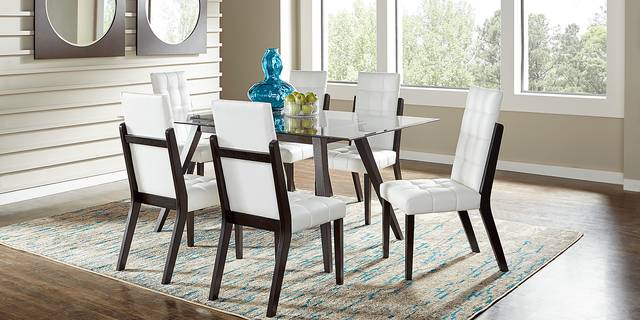 Colonia Hills Cappuccino 7 Pc 72 in. Dining Set with White Chairs - Thumbnail - Image 1