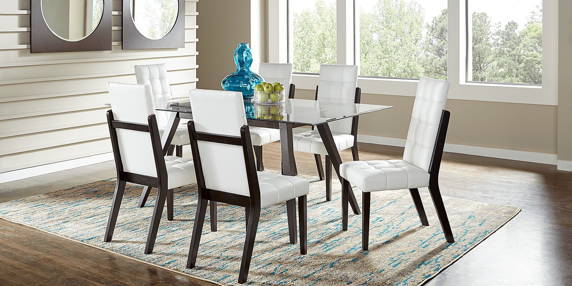 Colonia Hills Cappuccino 7 Pc 72 in. Dining Set with White Chairs - Image 1