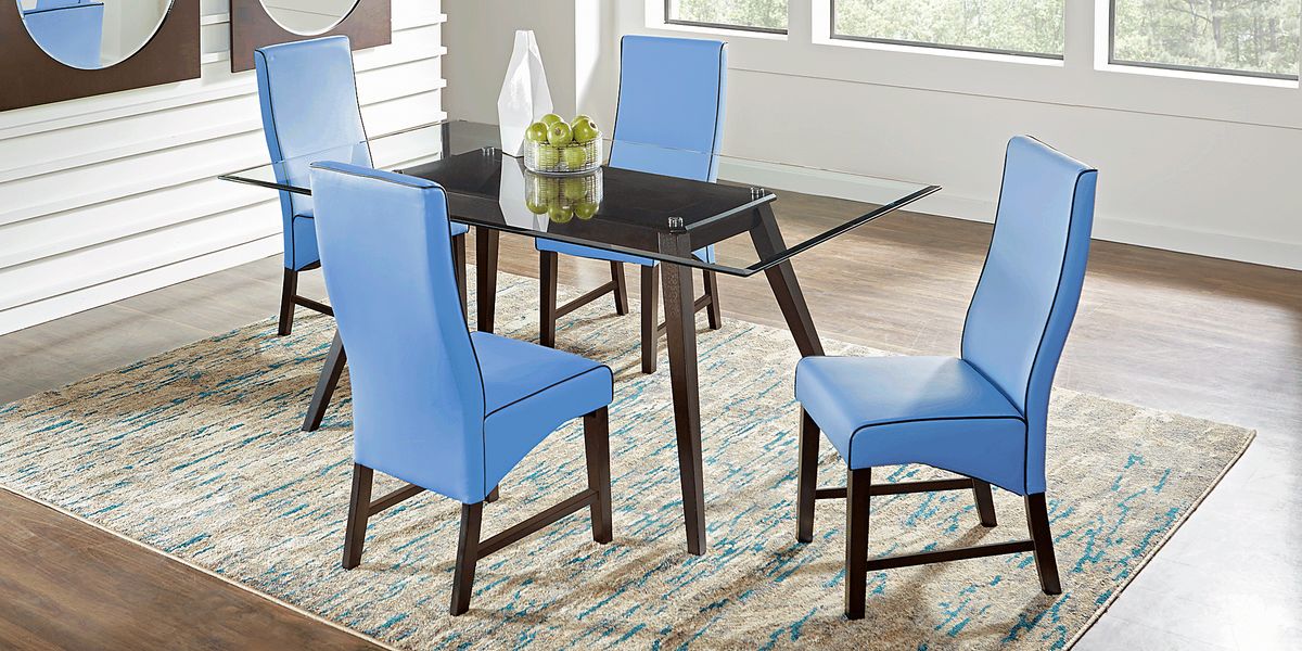 Colonia Hills 5 Pc Espresso Dark Wood Blue Dining Room Set - Rooms To Go