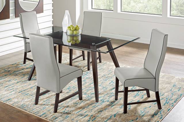 Colonia Hills Espresso 5 Pc 78 in. Rectangle Dining Room with Gray Chairs - Thumbnail - Image 1