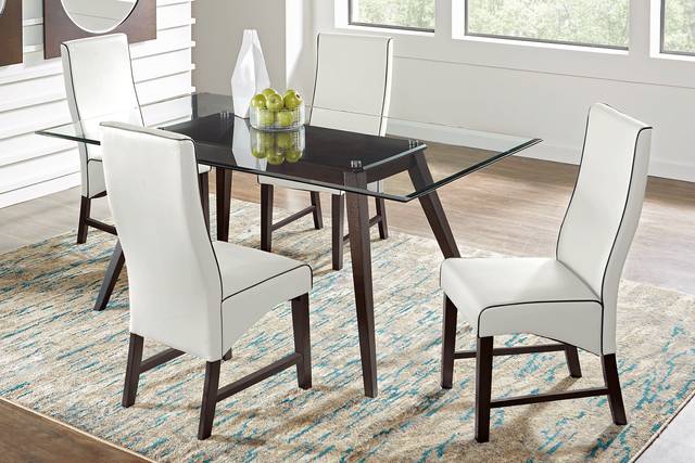 Colonia Hills Espresso 5 Pc 78 in. Rectangle Dining Room with White Chairs - Thumbnail - Image 1