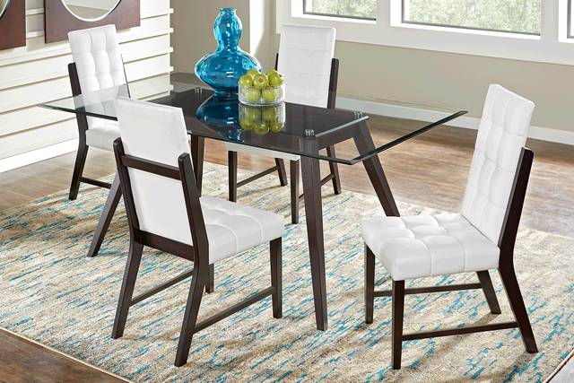 Colonia Hills Espresso 5 Pc 72 in. Rectangle Dining Room with White Chairs - Thumbnail - Image 1