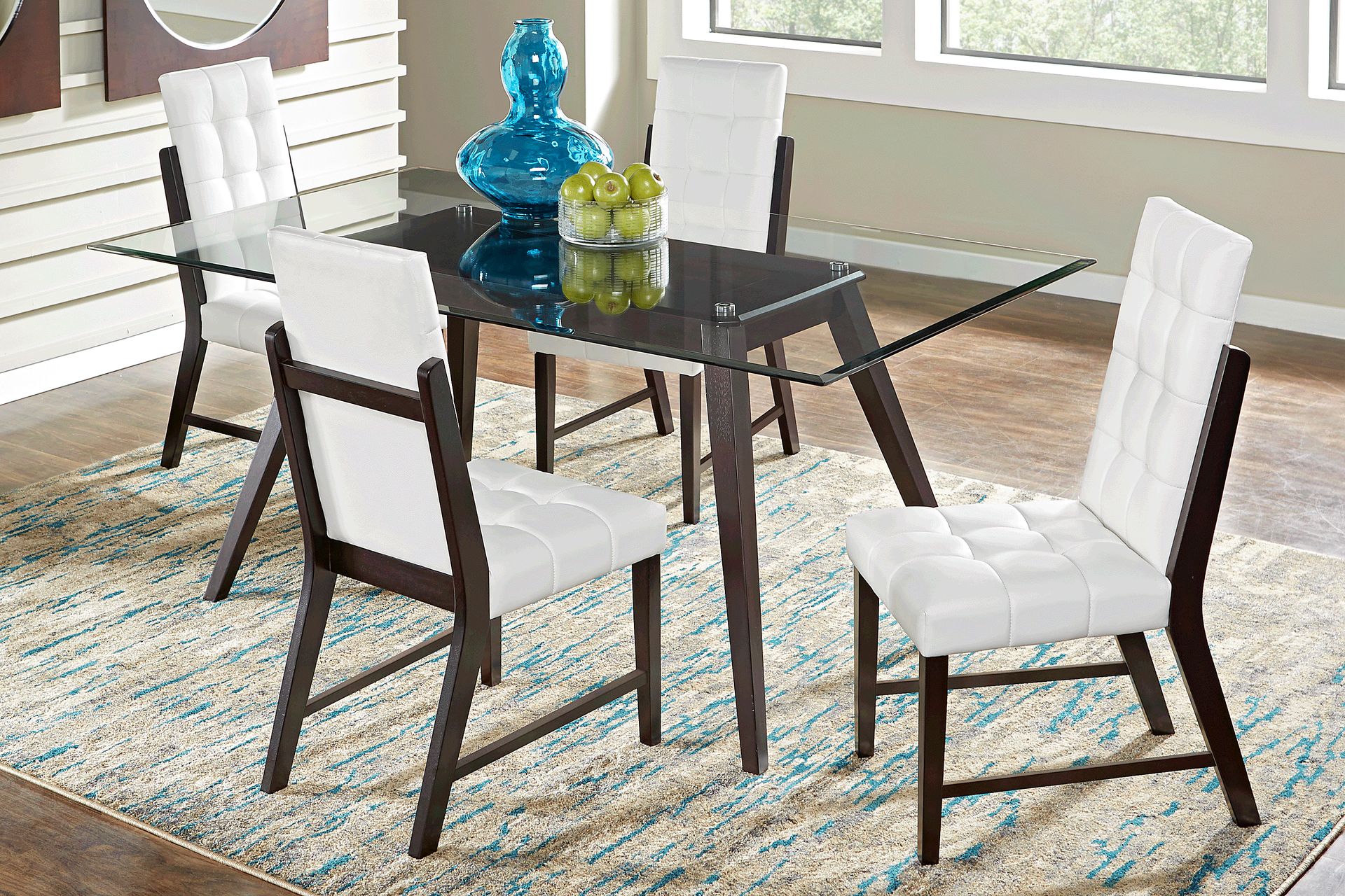 Colonia Hills Espresso 5 Pc 78 in. Rectangle Dining Room with White Chairs - Image 1