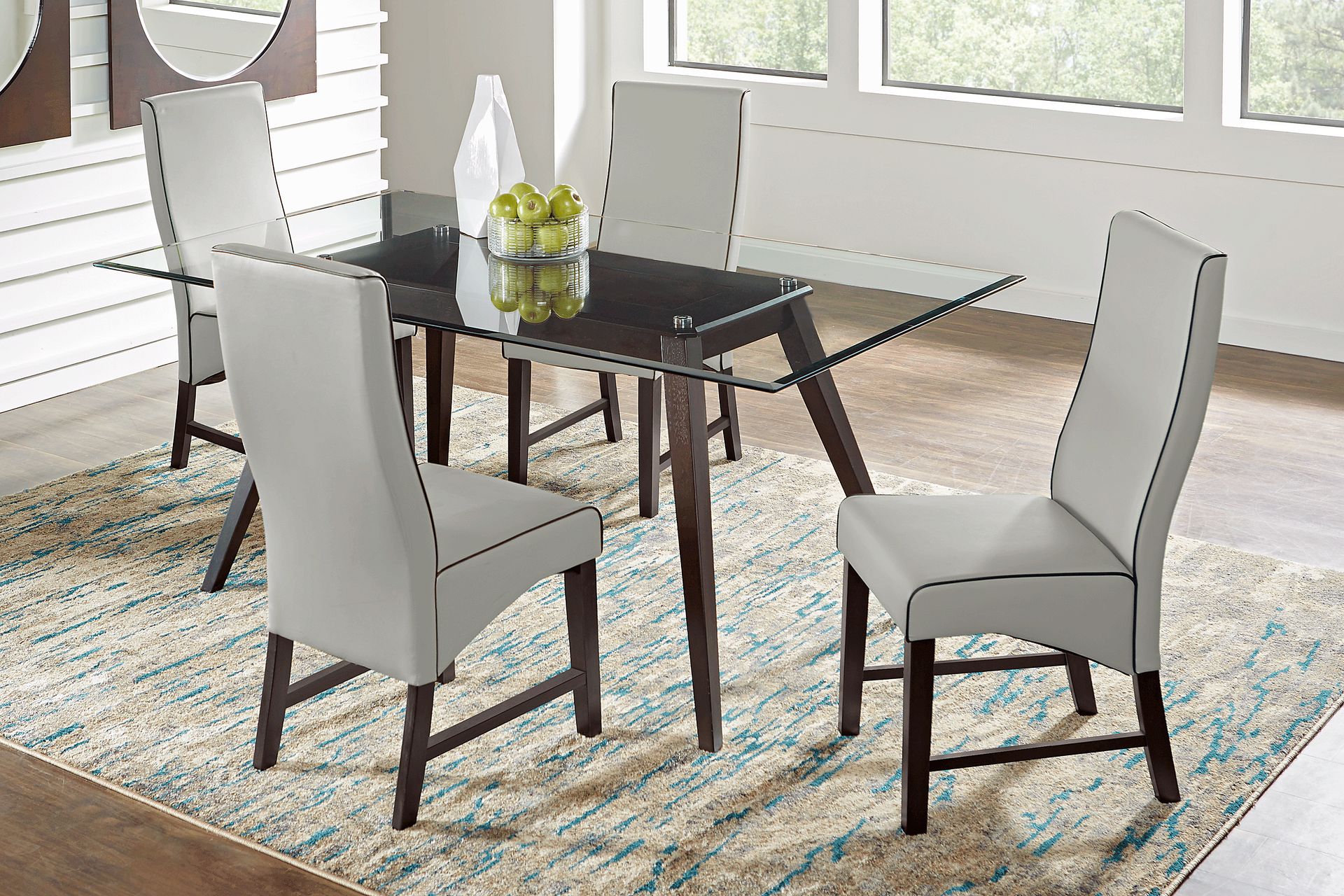 Colonia Hills Espresso 7 Pc 78 in. Rectangle Dining Room with Gray Chairs - Image 1
