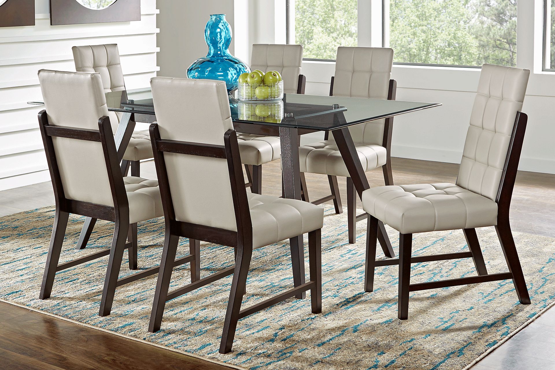 Colonia Hills Espresso 7 Pc 78 in. Rectangle Dining Room with Gray Chairs - Image 1