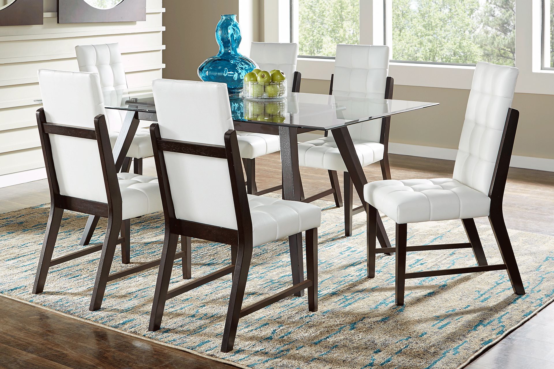Colonia Hills Espresso 7 Pc 72 in. Rectangle Dining Room with White Chairs - Image 1