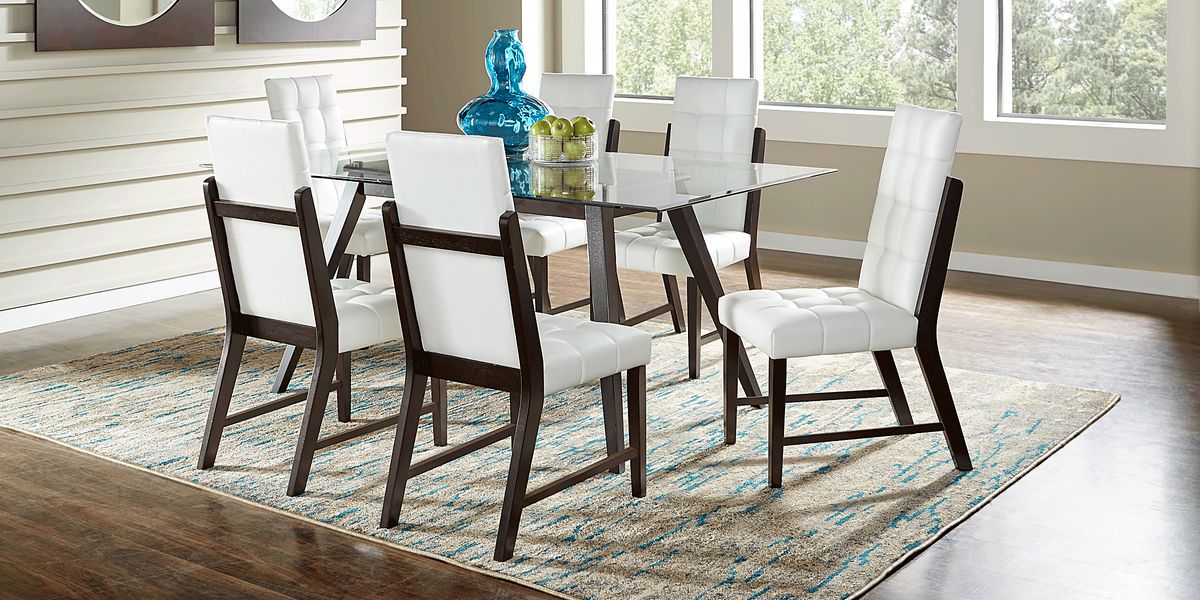 Colonia Hills Espresso 7 Pc 72 in. Rectangle Dining Room with White ...