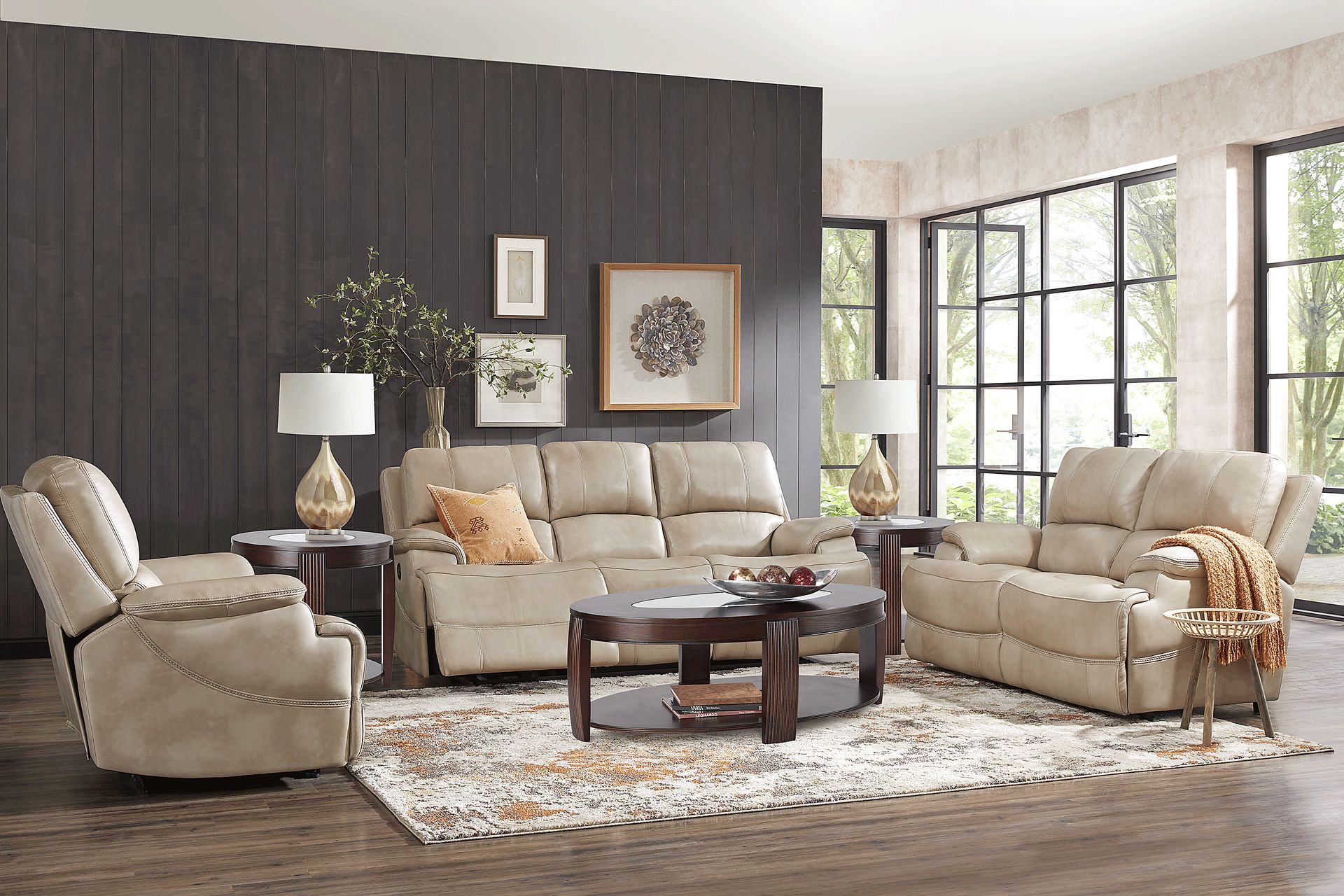 Colorado River Beige Leather Loveseat - Image 2
