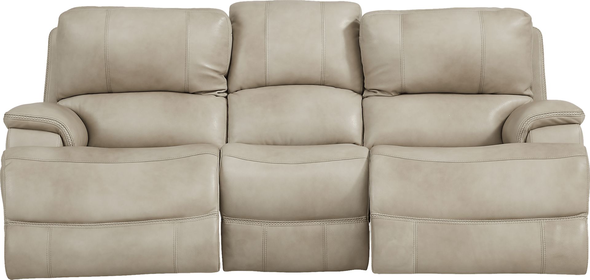 Colorado River Beige Leather Dual Power Reclining Sofa - Image 2