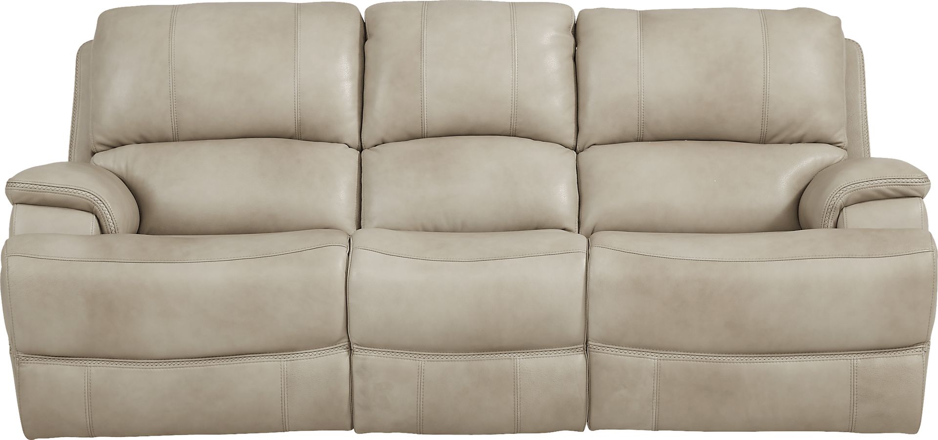 Colorado River Beige Leather Dual Power Reclining Sofa - Image 1