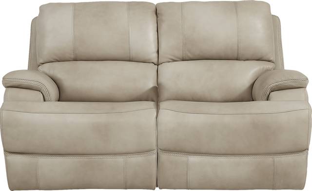 Colorado River Beige Leather Loveseat - Thumbnail - Image 1