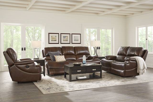 Colorado River Brown 2 Pc Leather Living Room with Reclining Sofa - Thumbnail - Image 1