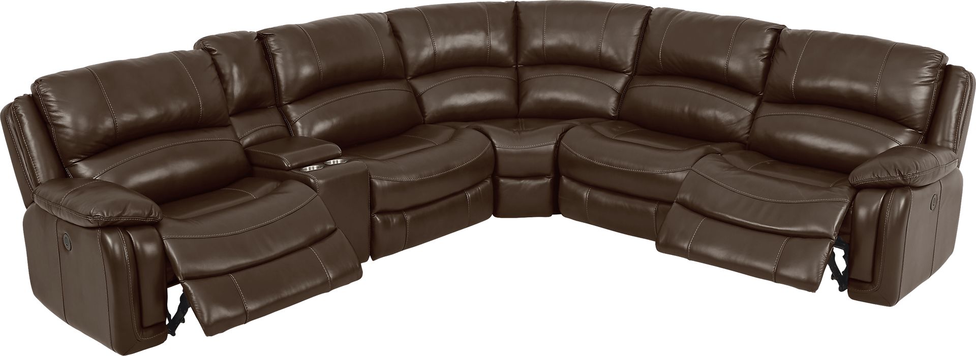 Colorado Springs Brown 6 Pc Leather Power Reclining Sectional - Image 3