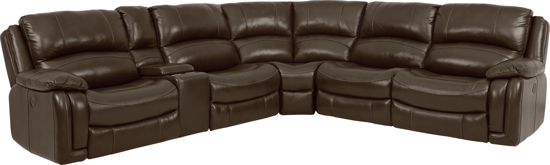 Colorado Springs Brown 6 Pc Leather Power Reclining Sectional - Image 1