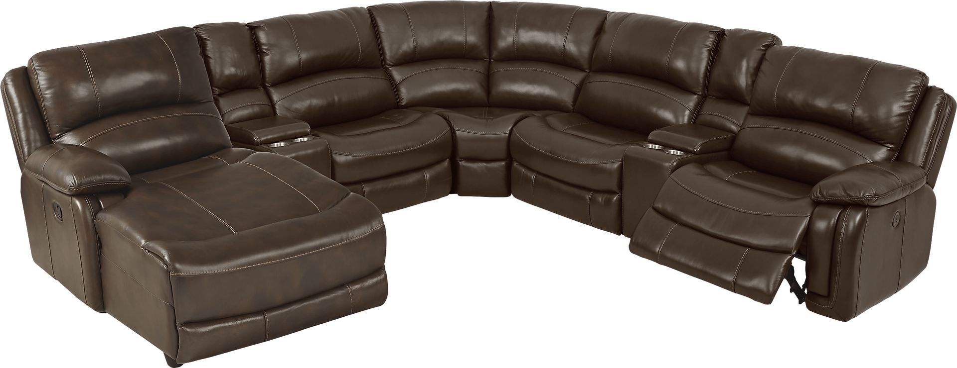 Colorado Springs Brown 7 Pc Leather Power Reclining Sectional - Image 3