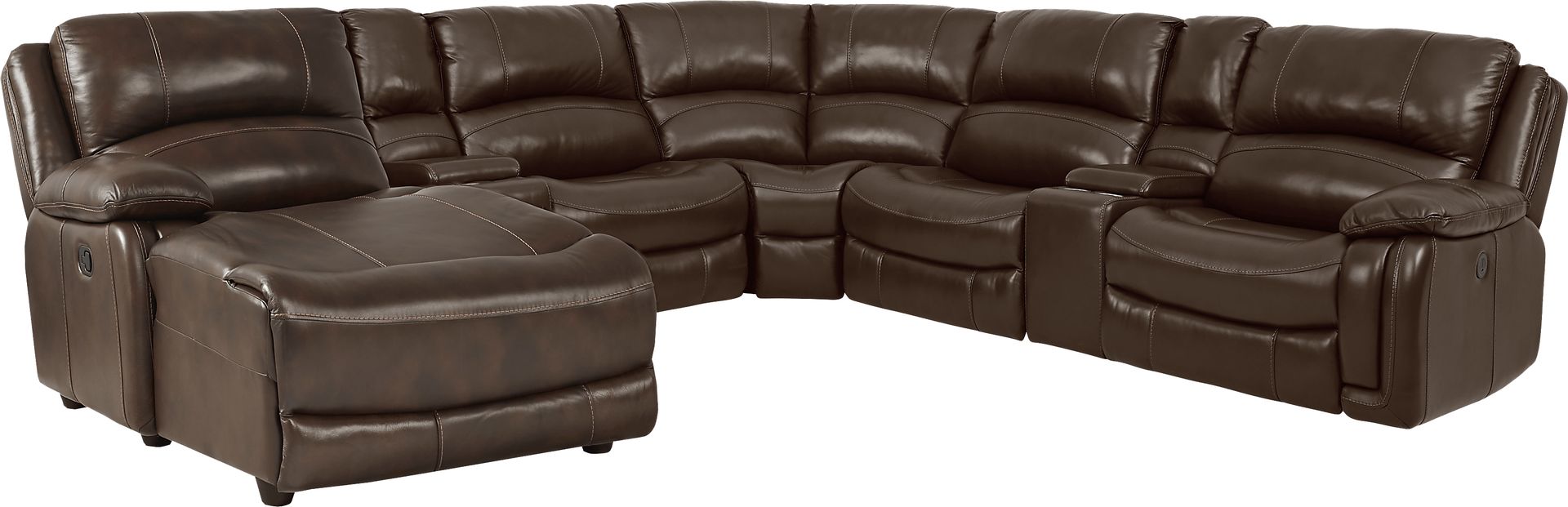 Colorado Springs Brown 7 Pc Leather Power Reclining Sectional - Image 1