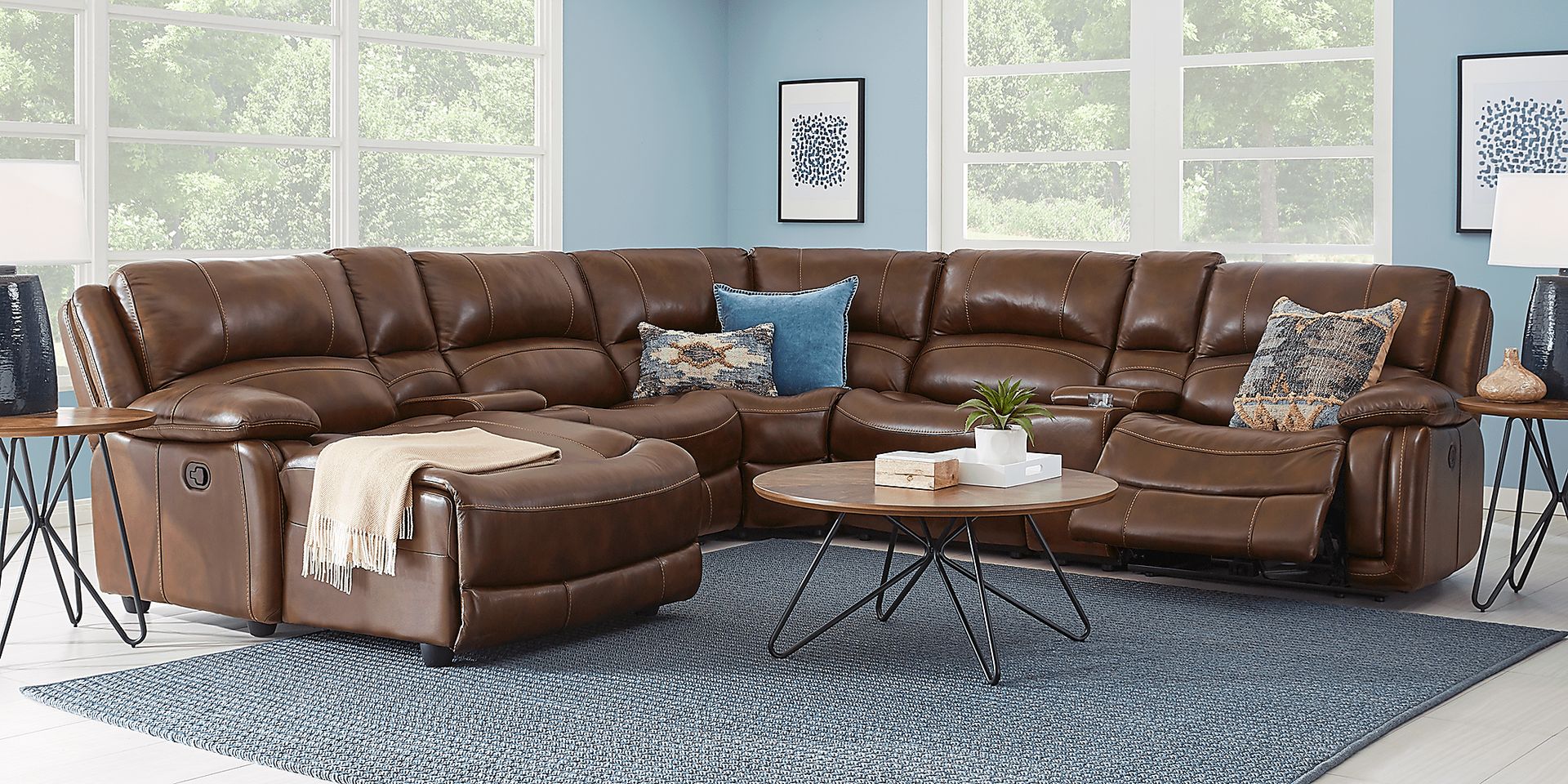 Colorado Springs Brown 7 Pc Leather Power Reclining Sectional - Image 2