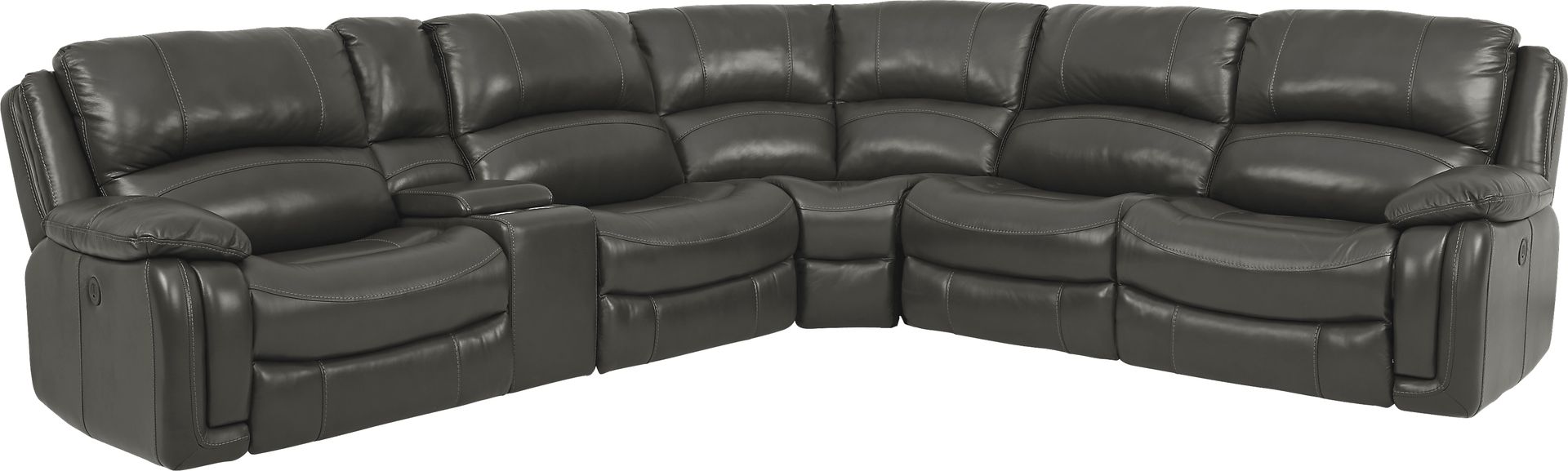 Colorado Springs Gray 6 Pc Leather Power Reclining Sectional - Image 1